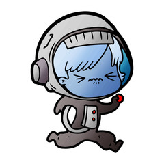 angry cartoon space girl running