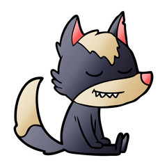 friendly cartoon wolf sitting down
