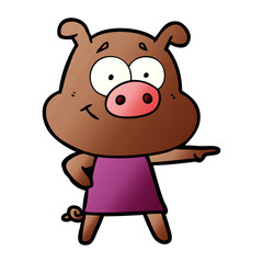 happy cartoon pig