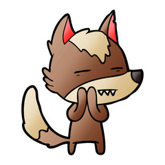 cartoon wolf showing teeth
