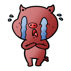 crying pig cartoon