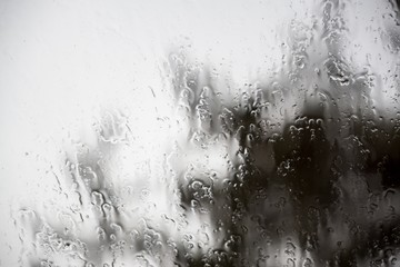 Rain droplets on the car window. Slovakia