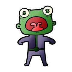 Obraz premium cartoon weird alien shouting