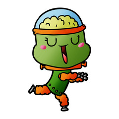 happy cartoon robot running