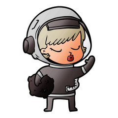 cartoon pretty astronaut girl