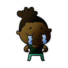 cartoon tough woman crying