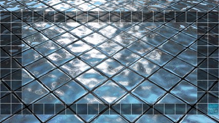 Obraz premium 3D rendering background with icons place for desktop size 1920x1080 with bottom taskbar, “The Walking Wallpapers” series 2.03: Aqua Mosaic