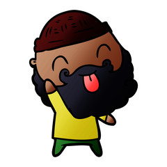 man with beard sticking out tongue