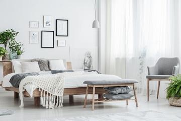 White natural bedroom with gallery