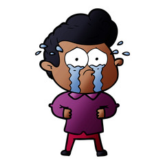 cartoon crying man with hands on hips