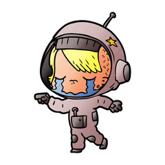 cartoon crying astronaut girl