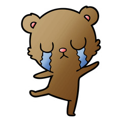 crying cartoon bear doing a sad dance
