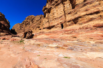 Rose red rocks at Petra the ancient City  Al Khazneh in Jordan