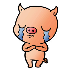 Naklejka premium cartoon pig crying