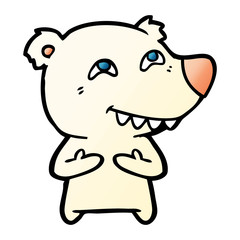 cartoon polar bear showing teeth