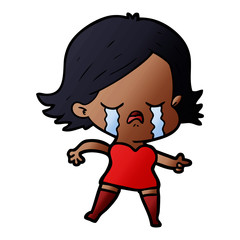 cartoon girl crying and pointing