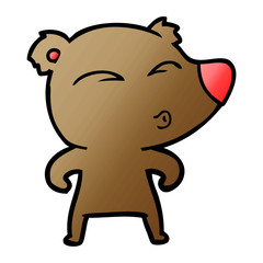 cartoon whistling bear