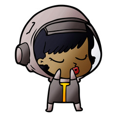 shy cartoon pretty astronaut girl