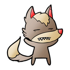cartoon wolf showing teeth