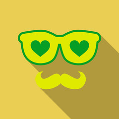 Heart Sunglasses And beard Isolated On White