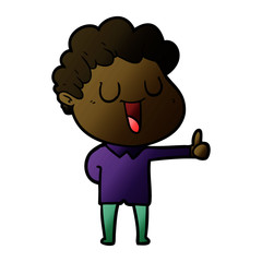 laughing cartoon man giving thumbs up sign