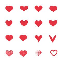 Red heart icons set. Love and Romantic concept. Couples and Lovers concept. Valentines day theme.