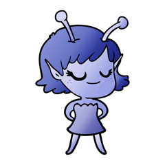 smiling alien girl cartoon