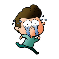 cartoon crying man running