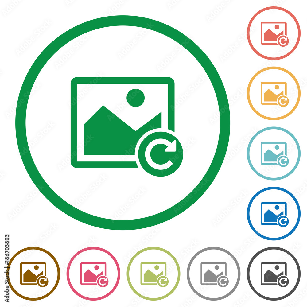 Poster image rotate right flat icons with outlines