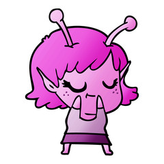 smiling alien girl cartoon
