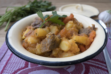 stewed vegetables with beans and meat