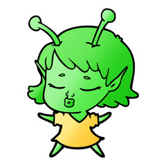 cute alien girl cartoon