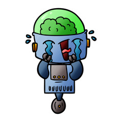 cartoon crying robot