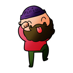 man with beard sticking out tongue