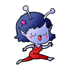 happy alien girl cartoon laughing
