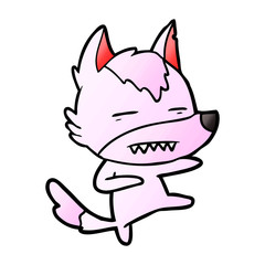 cartoon wolf kicking