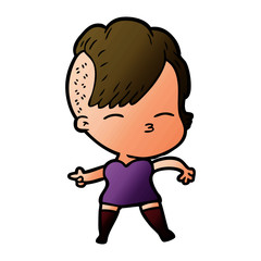 cartoon squinting girl