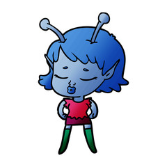 cute alien girl cartoon