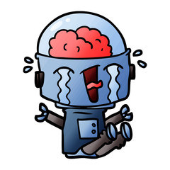 cartoon crying robot