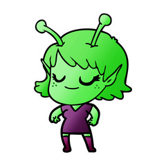 smiling alien girl cartoon