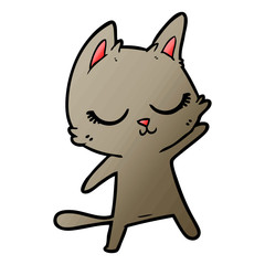 calm cartoon cat waving