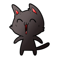 happy cartoon cat meowing