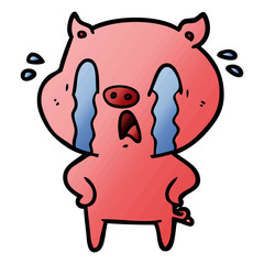 crying pig cartoon