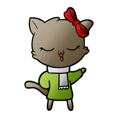 cartoon cat with bow on head