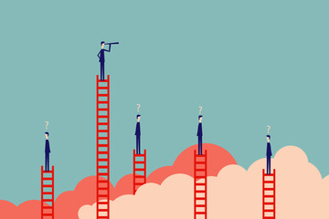 Minimalist stile. vector business finance. Successful vision concept with icon of businessman and telescope, Symbol leadership, strategy, mission, objectives. © Nattapol_Sritongcom