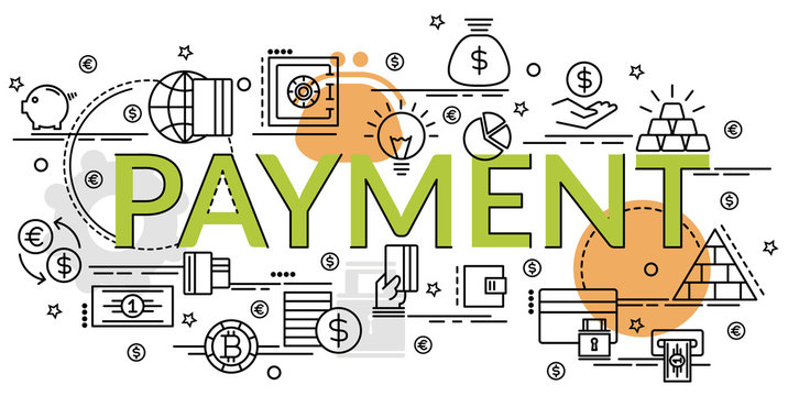 Flat colorful design concept of Payment. Infographic idea of making creative products..Template for website banner, flyer and poster.