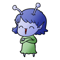 cartoon alien girl laughing