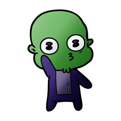 waving weird bald spaceman
