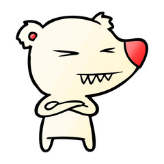 angry polar bear cartoon with folded arms