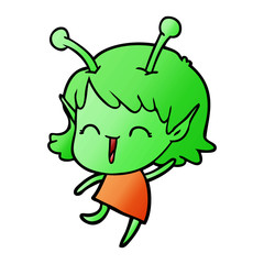 cartoon alien girl laughing